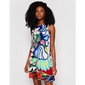 Desigual Orleans Dress Womens Small Multicolor Artsy Colorful Swing Party Mini